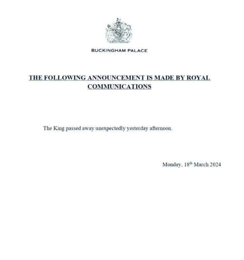 СМИ сообщили о смерти короля Британии Карла III (ФОТО) СМИ сообщили о смерти короля Британии Карла III (ФОТО)