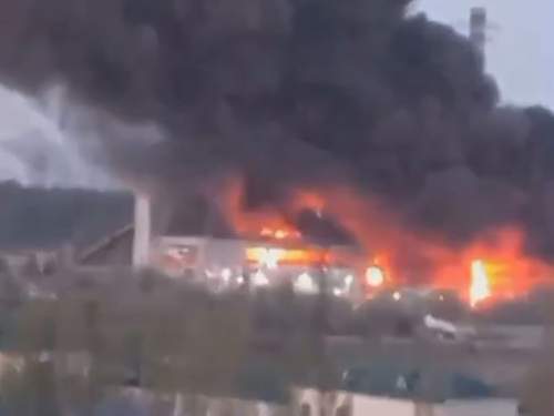 ВС РФ ударили по Трипольской ТЭС в Киевской области: опубликовано видео пожара (ВИДЕО)