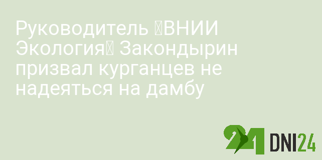 Руководитель «ВНИИ Экология» Закондырин призвал курганцев не надеяться на дамбу