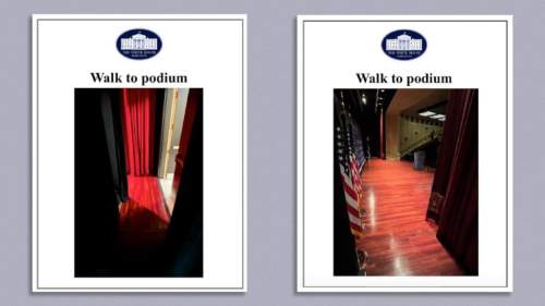 ИноСМИ опубликовали «фотошпаргалки» для Байдена с подсказками, как дойти до трибуны (ФОТО)