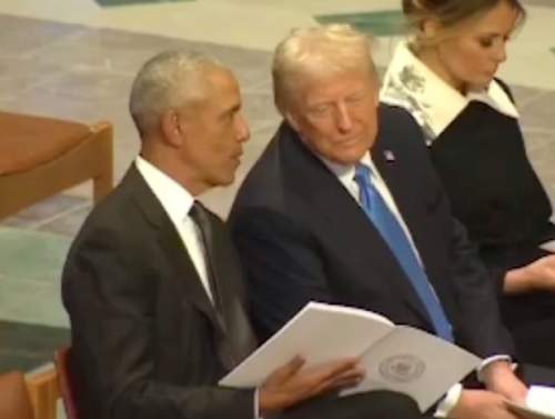 Стало известно, о чем шептались Трамп и Обама на похоронах Картера (ВИДЕО)
