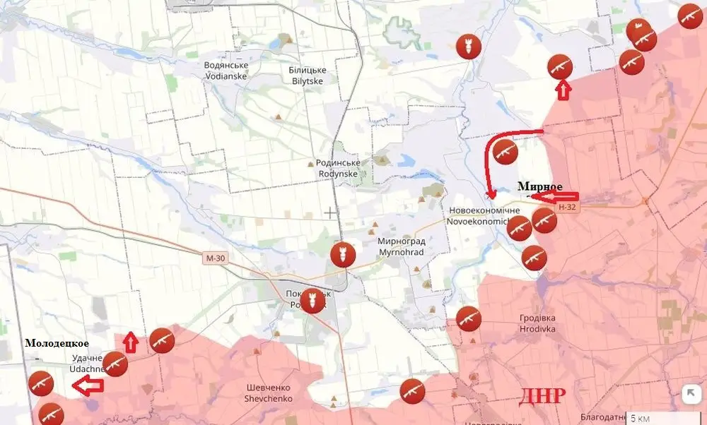 Российские войска рвутся широким фронтом к Мирнограду и Днепропетровщине