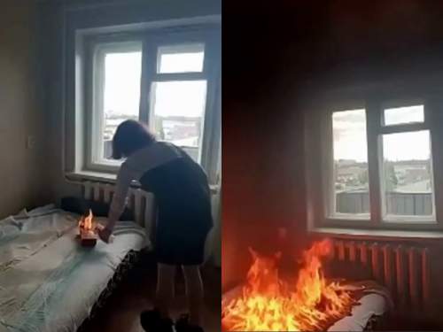 Девушка в Бугульме ради видео в TikTok сожгла комнату в квартире (ВИДЕО)